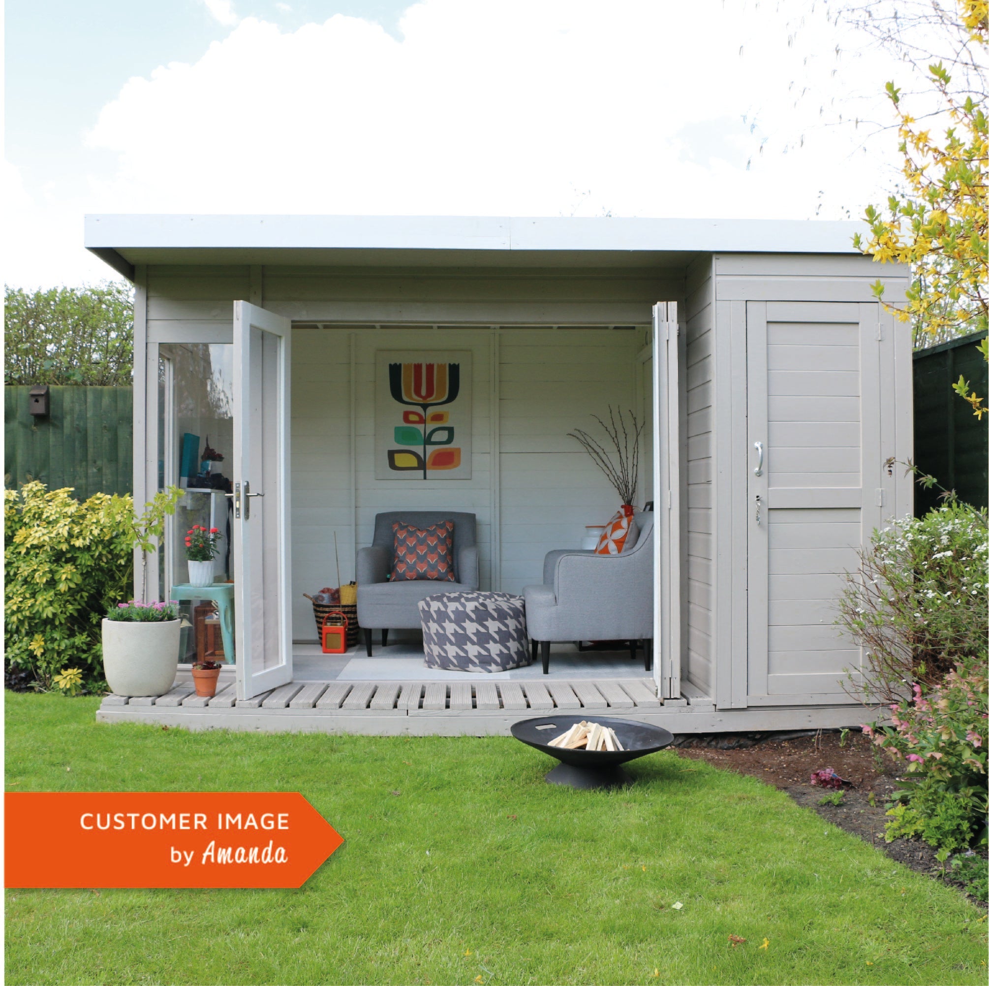10 x 8 Contemporary Summerhouse with Side Shed