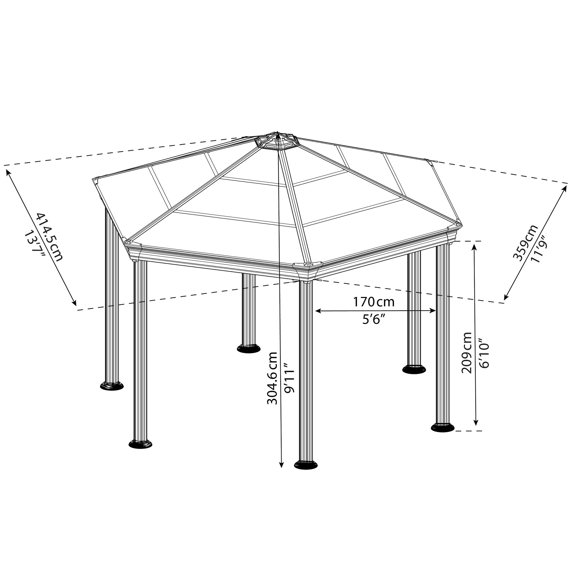 Canopia by Palram Roma Hexagonal Garden Gazebo - Grey