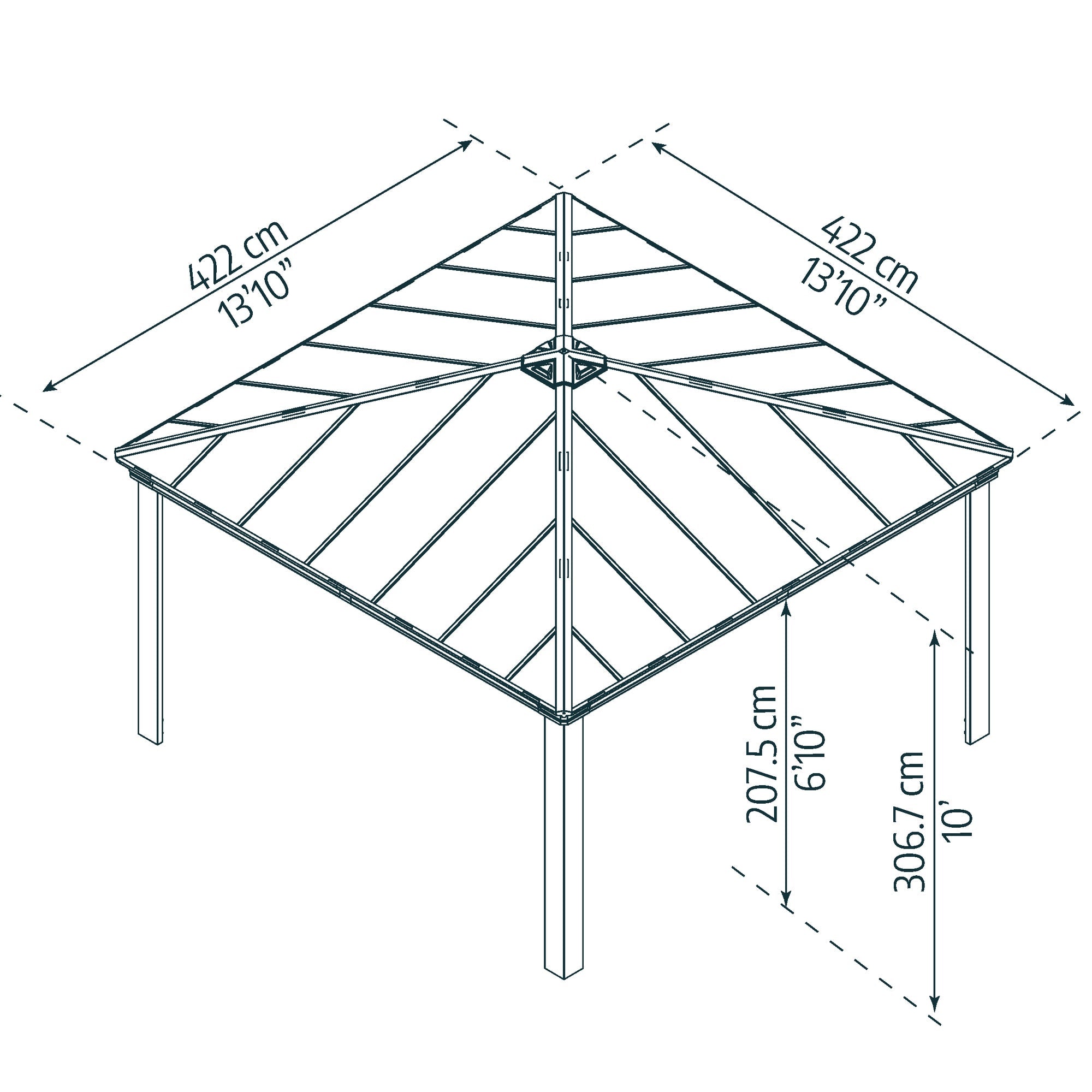Canopia by Palram Dallas 14 x 14 Garden Gazebo - Grey
