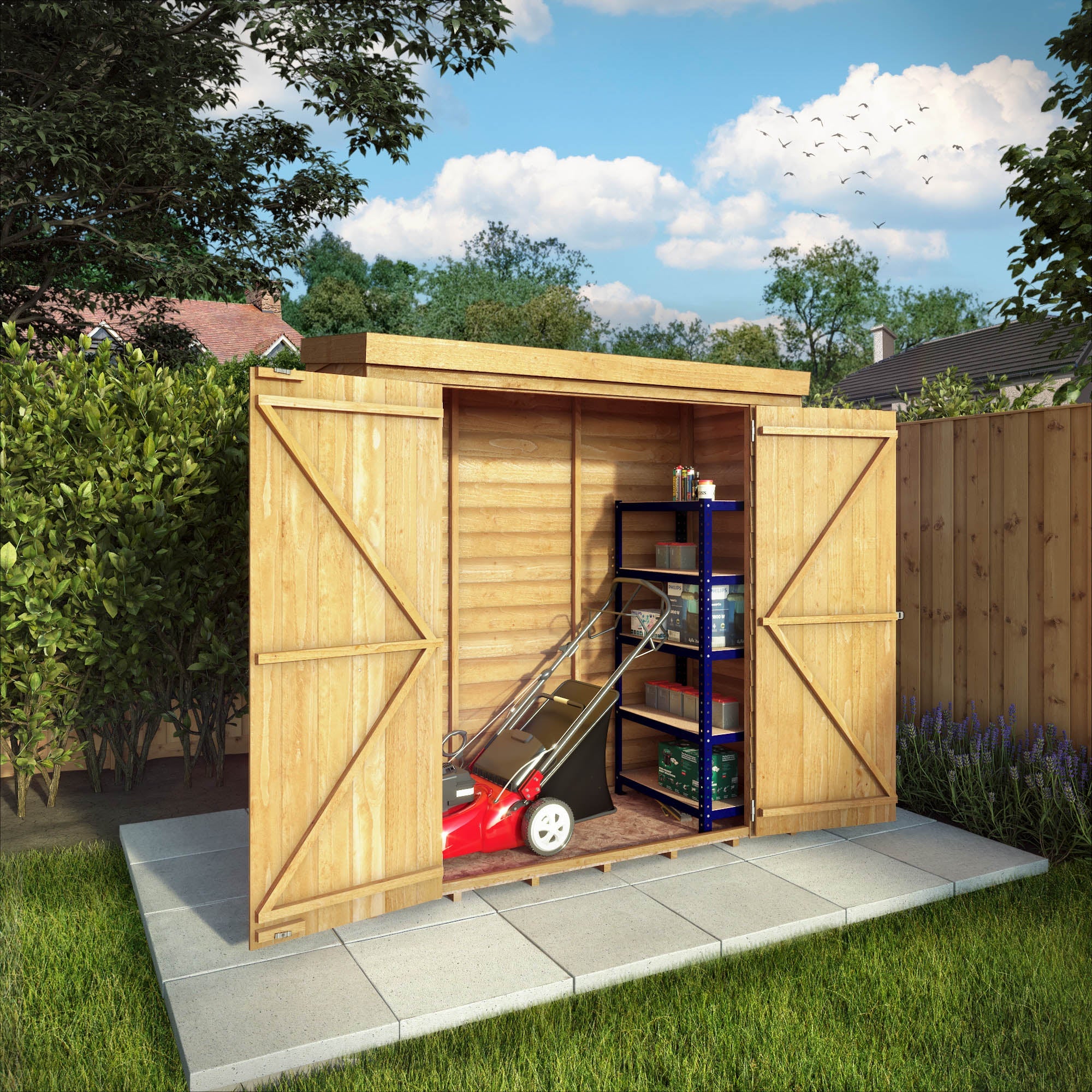 6 x 2'6 Value Overlap Double Door Pent Storage Shed