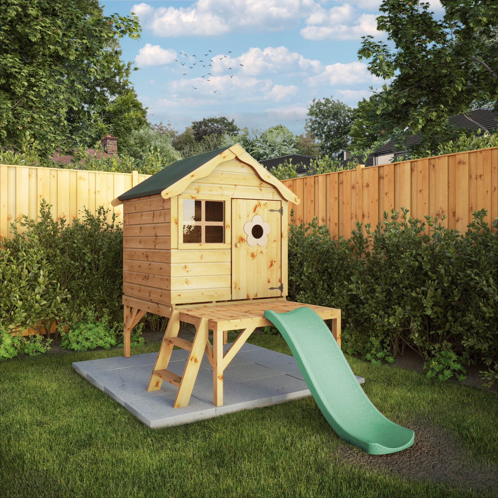 Snug Tower Wooden Playhouse with Slide