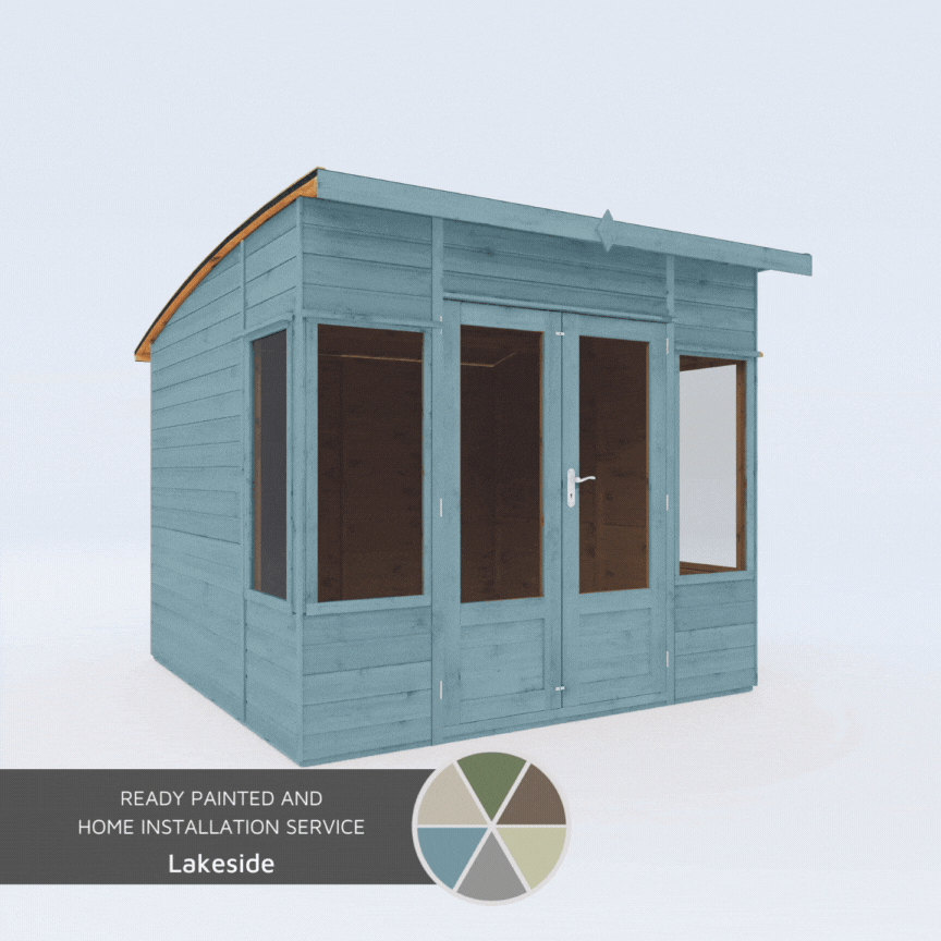 A gif of a summerhouse painted in a variety of colours