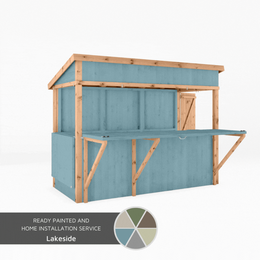 A gif of a summerhouse painted in a variety of colours