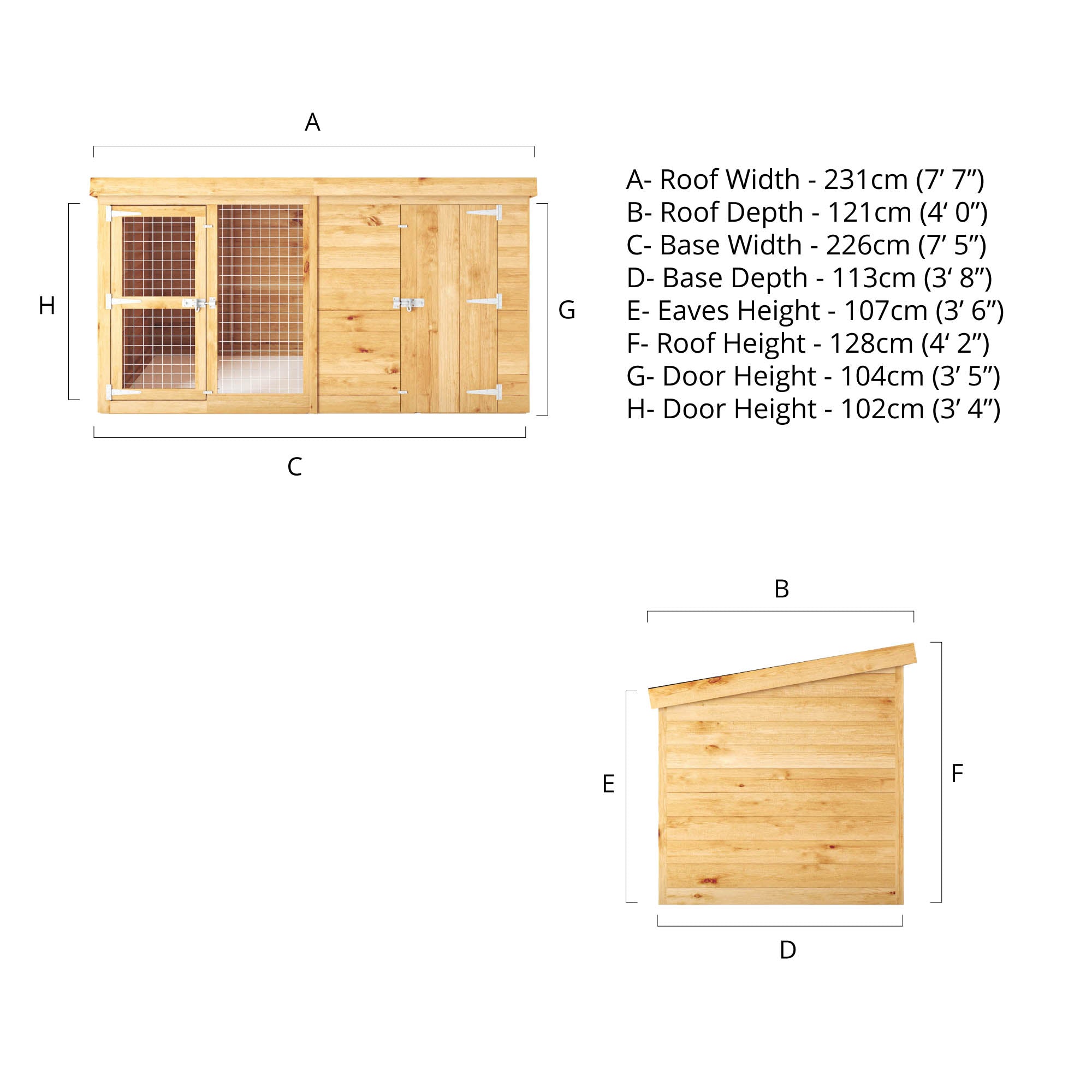 8 x 4 Berkshire Dog Run & Kennel
