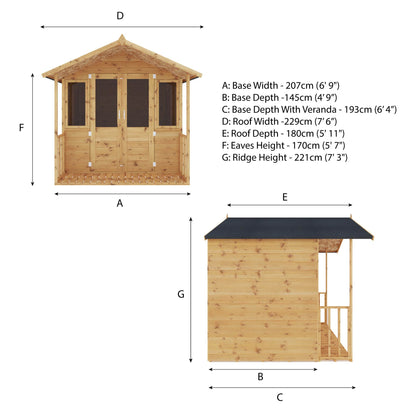 7 x 7 Bournemouth Wooden Summerhouse