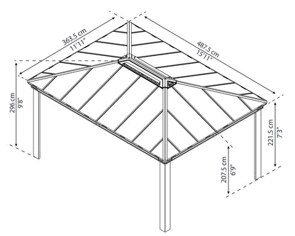 Canopia by Palram Dallas 12 x 16 Garden Gazebo - Grey