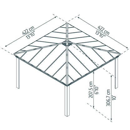 Canopia by Palram Dallas 14 x 14 Garden Gazebo - Grey