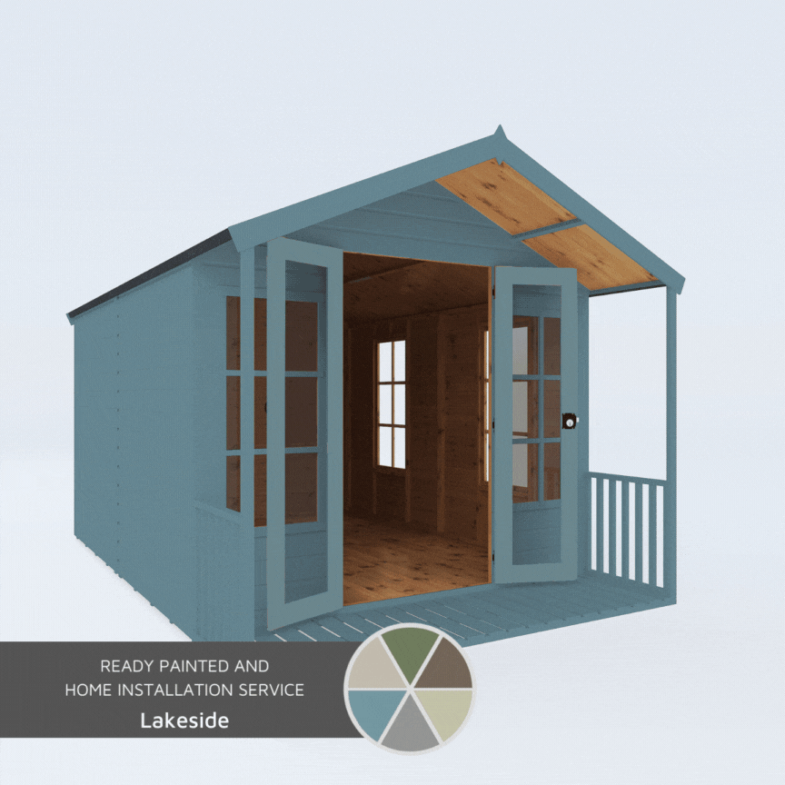 A gif of a summerhouse painted in a variety of colours