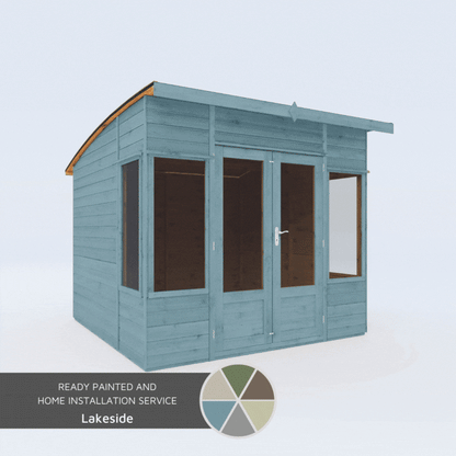 A gif of a summerhouse painted in a variety of colours