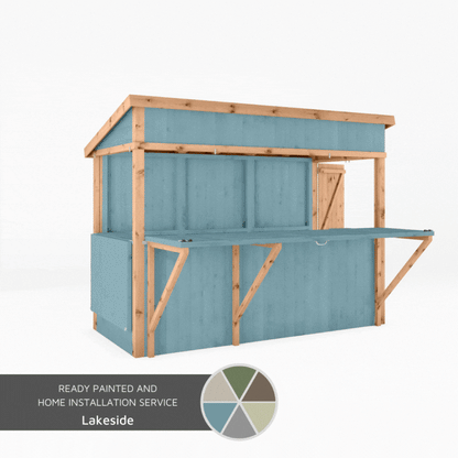 A gif of a summerhouse painted in a variety of colours