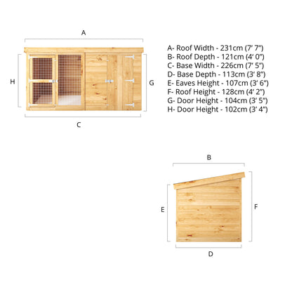 8 x 4 Berkshire Dog Run & Kennel